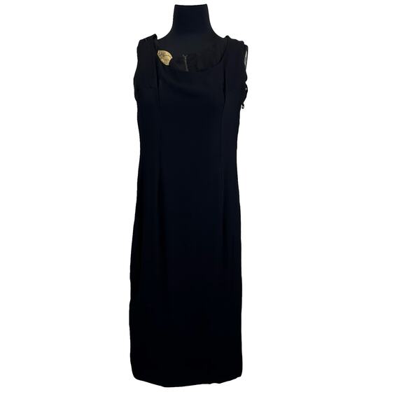 1960s Empire Waist Little Black Dress – Vintage Sleeveless LBD, Fully Lined - Picture 10 of 15